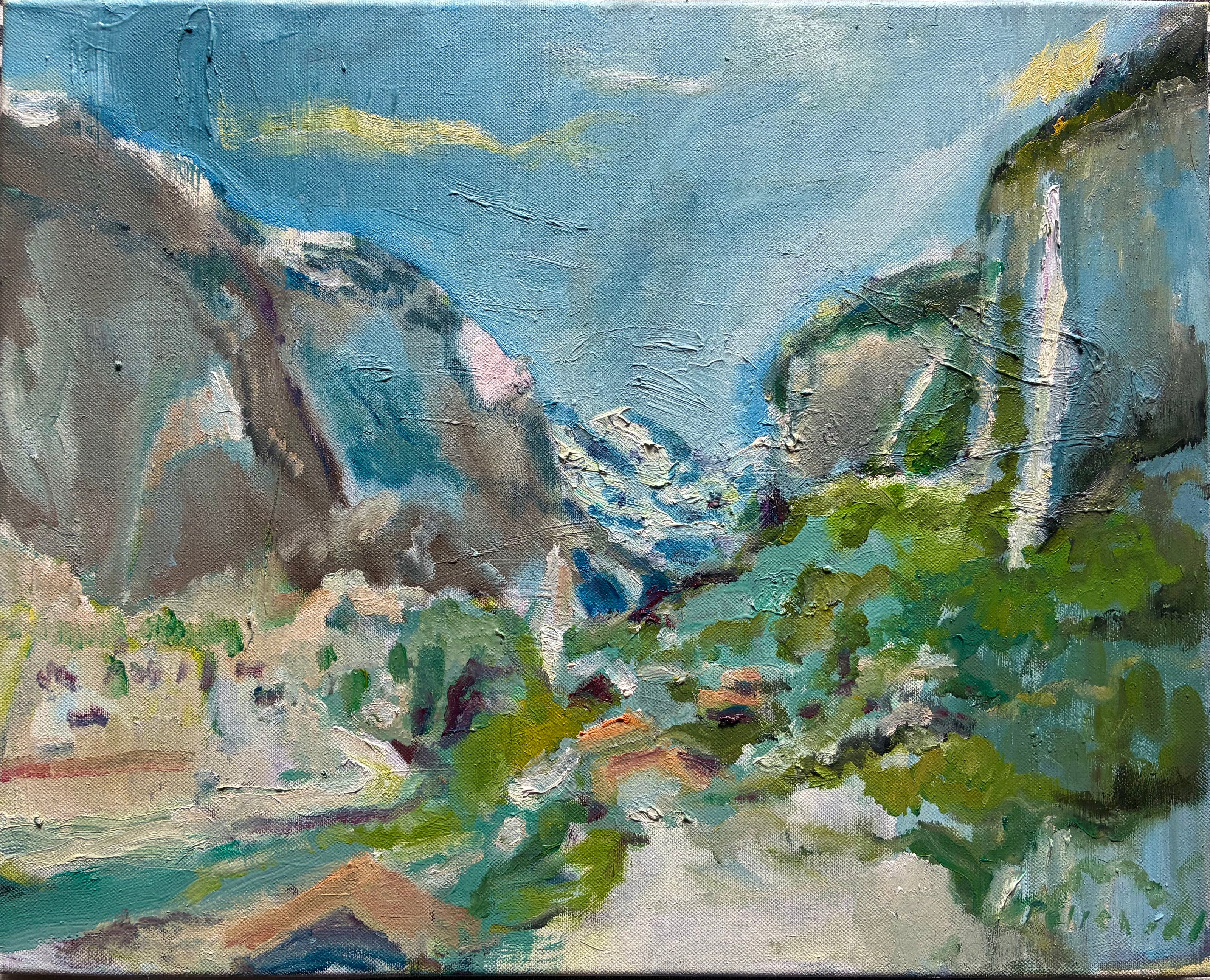 Landschaft im Winter (Lauterbrunnental mit Mürren)