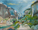 Landschaft im Winter (Lauterbrunnental mit Mürren)
